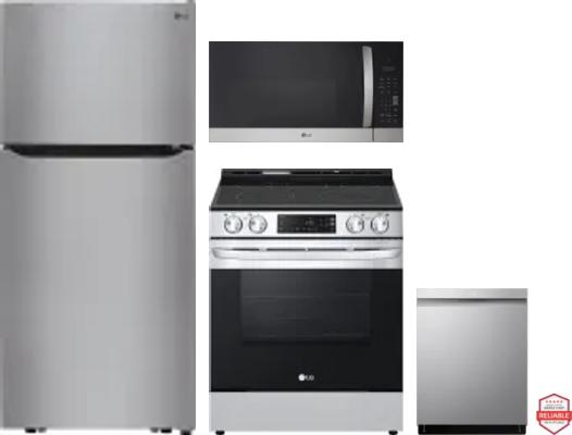 4 Piece Package Includes Refrigerator, Range, Microwave And Dishwasher