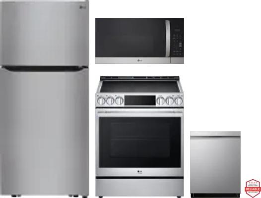 4 Piece Package Includes Refrigerator, Range, Microwave And Dishwasher