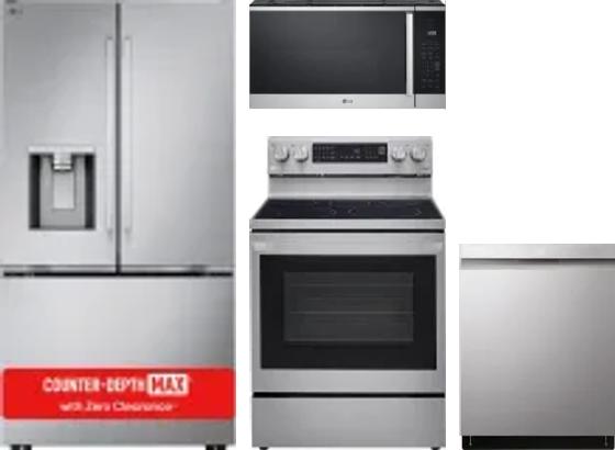 4 Piece Package Includes Refrigerator, Range, Microwave And Dishwasher