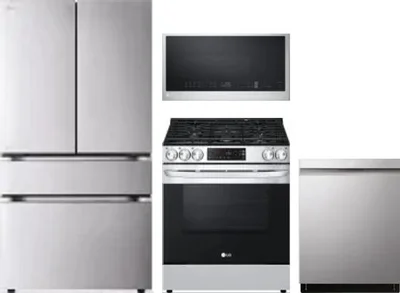 4 Piece Package Includes Refrigerator, Range, Microwave And Dishwasher