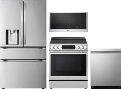 4 Piece Package Includes Refrigerator, Range, Microwave And Dishwasher