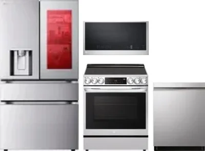 4 Piece Package Includes Refrigerator, Range, Microwave And Dishwasher
