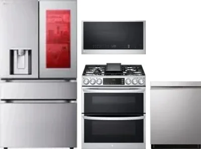 4 Piece Package Includes Refrigerator, Range, Microwave And Dishwasher