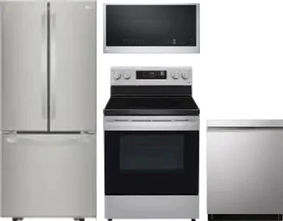 4 Piece Package Includes Refrigerator, Range, Microwave And Dishwasher