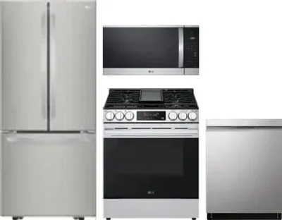 4 Piece Package Includes Refrigerator, Range, Microwave And Dishwasher