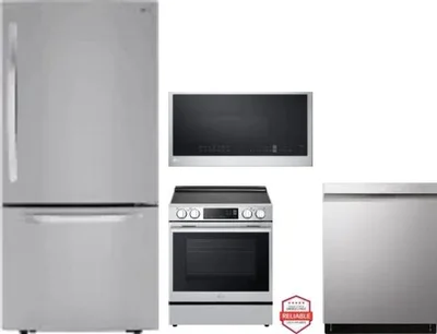 4 Piece Package Includes Refrigerator, Range, Microwave And Dishwasher
