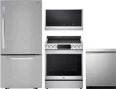 4 Piece Package Includes Refrigerator, Range, Microwave And Dishwasher