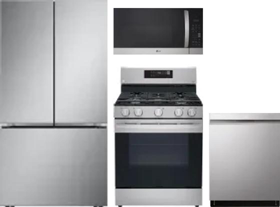 4 Piece Package Includes Refrigerator, Range, Microwave And Dishwasher
