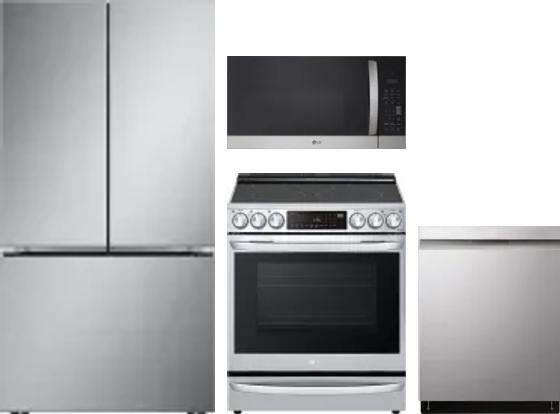 4 Piece Package Includes Refrigerator, Range, Microwave And Dishwasher