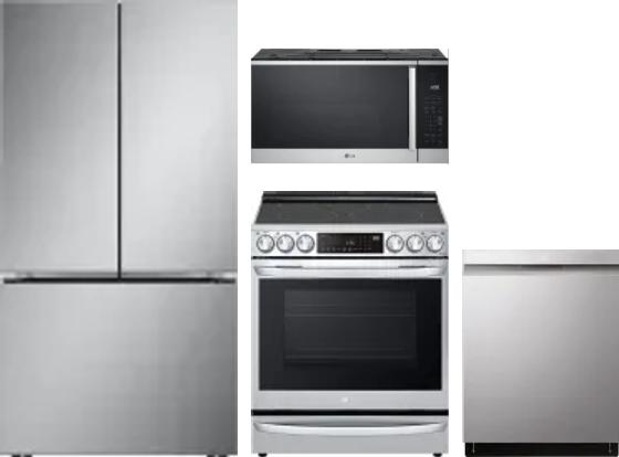 4 Piece Package Includes Refrigerator, Range, Microwave And Dishwasher
