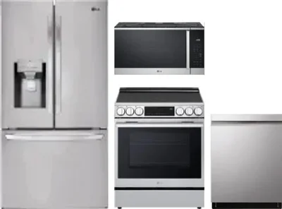 4 Piece Package Includes Refrigerator, Range, Microwave And Dishwasher