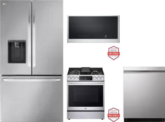 4 Piece Package Includes Refrigerator, Range, Microwave And Dishwasher