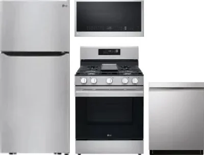4 Piece Package Includes Refrigerator, Range, Microwave And Dishwasher