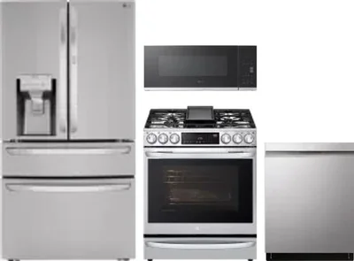 4 Piece Package Includes Refrigerator, Range, Microwave And Dishwasher