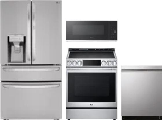 4 Piece Package Includes Refrigerator, Range, Microwave And Dishwasher