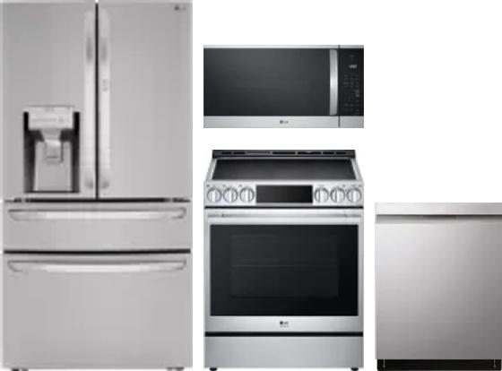 4 Piece Package Includes Refrigerator, Range, Microwave And Dishwasher