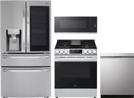 4 Piece Package Includes Refrigerator, Range, Microwave And Dishwasher