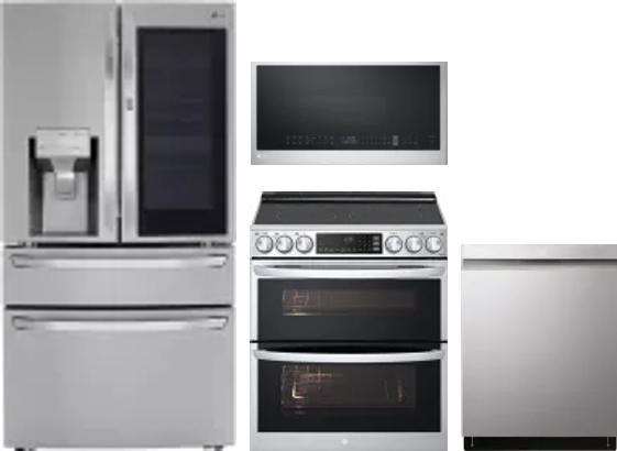 4 Piece Package Includes Refrigerator, Range, Microwave And Dishwasher