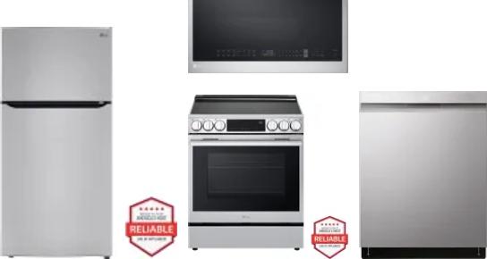 4 Piece Package Includes Refrigerator, Range, Microwave And Dishwasher