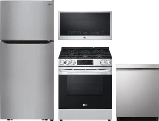 4 Piece Package Includes Refrigerator, Range, Microwave And Dishwasher