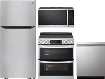 4 Piece Package Includes Refrigerator, Range, Microwave And Dishwasher