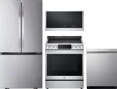 4 Piece Package Includes Refrigerator, Range, Microwave And Dishwasher
