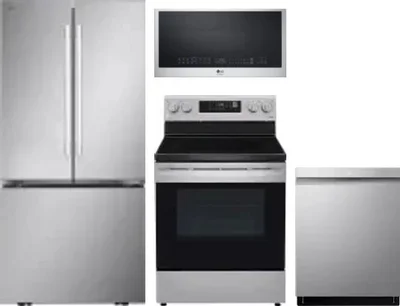 4 Piece Package Includes Refrigerator, Range, Microwave And Dishwasher
