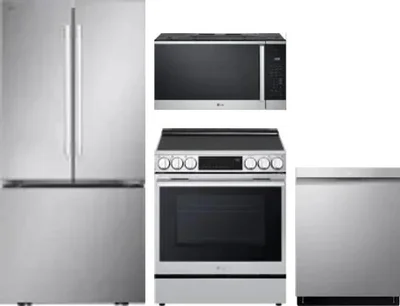 4 Piece Package Includes Refrigerator, Range, Microwave And Dishwasher