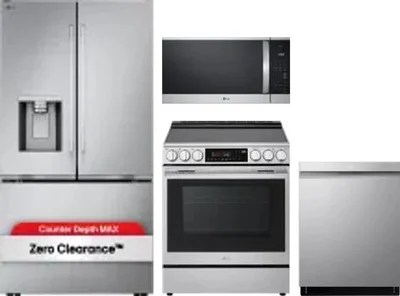 4 Piece Package Includes Refrigerator, Range, Microwave And Dishwasher