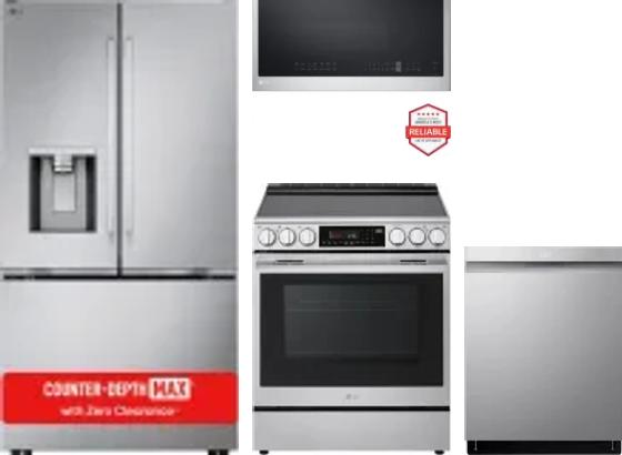 4 Piece Package Includes Refrigerator, Range, Microwave And Dishwasher