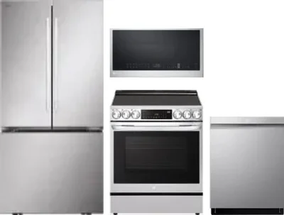 4 Piece Package Includes Refrigerator, Range, Microwave And Dishwasher