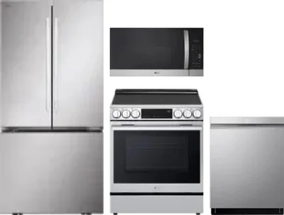 4 Piece Package Includes Refrigerator, Range, Microwave And Dishwasher