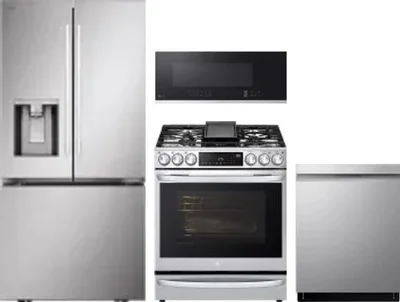 4 Piece Package Includes Refrigerator, Range, Microwave And Dishwasher