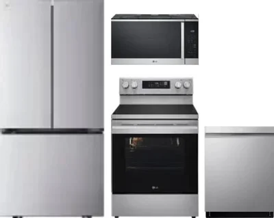 4 Piece Package Includes Refrigerator, Range, Microwave And Dishwasher