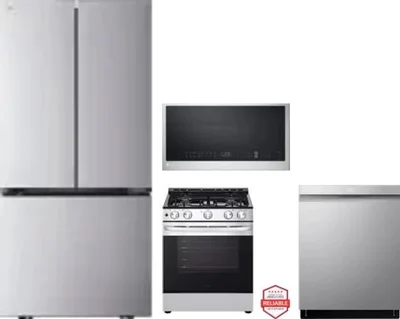 4 Piece Package Includes Refrigerator, Range, Microwave And Dishwasher