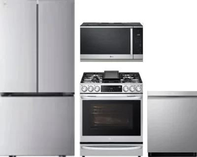 4 Piece Package Includes Refrigerator, Range, Microwave And Dishwasher