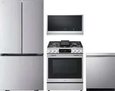 4 Piece Package Includes Refrigerator, Range, Microwave And Dishwasher