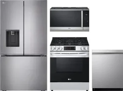 4 Piece Package Includes Refrigerator, Range, Microwave And Dishwasher