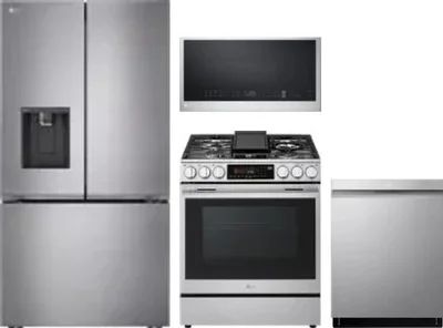4 Piece Package Includes Refrigerator, Range, Microwave And Dishwasher