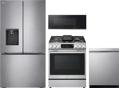 4 Piece Package Includes Refrigerator, Range, Microwave And Dishwasher