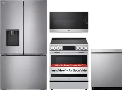 4 Piece Package Includes Refrigerator, Range, Microwave And Dishwasher