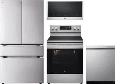 4 Piece Package Includes Refrigerator, Range, Microwave And Dishwasher