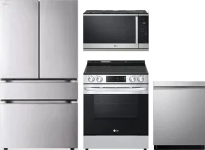 4 Piece Package Includes Refrigerator, Range, Microwave And Dishwasher