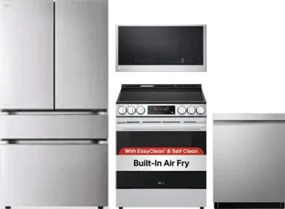 4 Piece Package Includes Refrigerator, Range, Microwave And Dishwasher