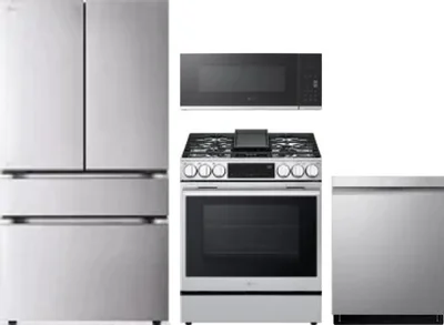 4 Piece Package Includes Refrigerator, Range, Microwave And Dishwasher