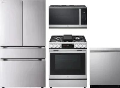 4 Piece Package Includes Refrigerator, Range, Microwave And Dishwasher