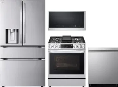 4 Piece Package Includes Refrigerator, Range, Microwave And Dishwasher