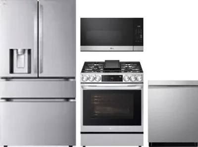 4 Piece Package Includes Refrigerator, Range, Microwave And Dishwasher