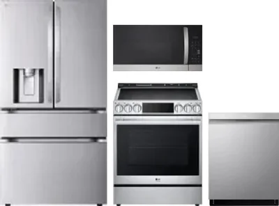 4 Piece Package Includes Refrigerator, Range, Microwave And Dishwasher