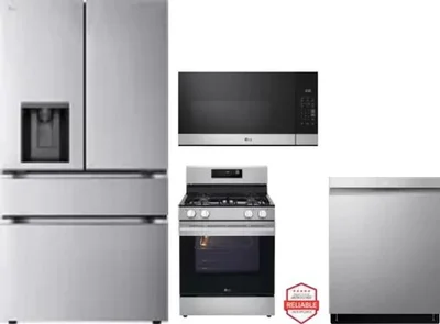 4 Piece Package Includes Refrigerator, Range, Microwave And Dishwasher